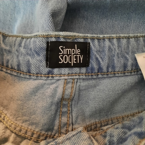 Simple Society Juniors Jeans High Rise Straight Light Wash Size 7/28 Rhinestones - Picture 5 of 7